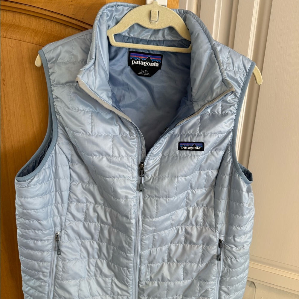 Patagonia Light Blue Quilted Down Vest